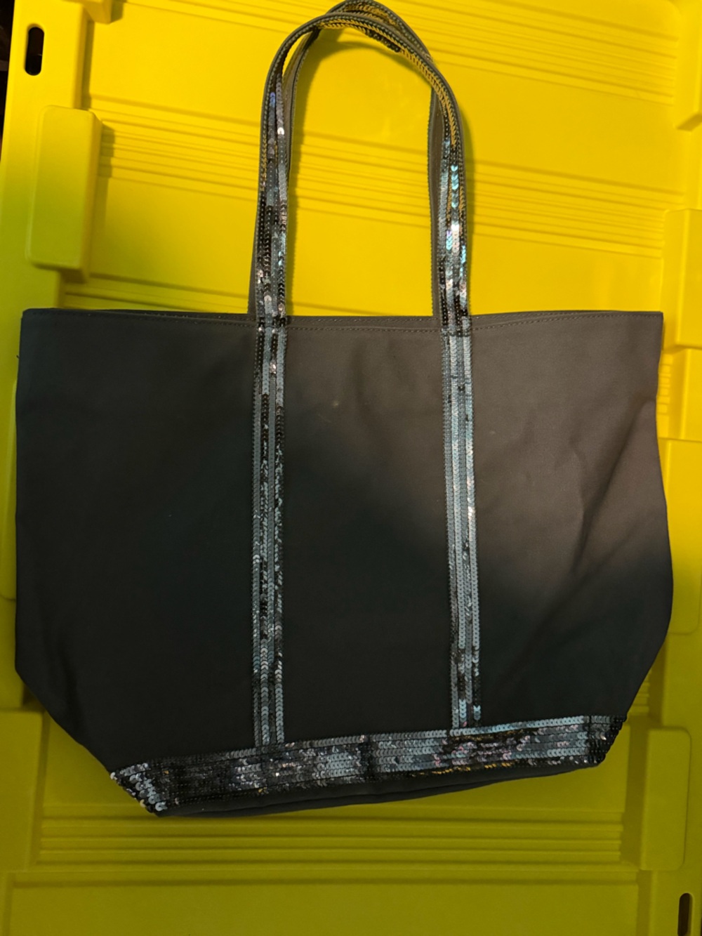 Vanessa Bruno gray Tote with Tan Leather Logo Patch